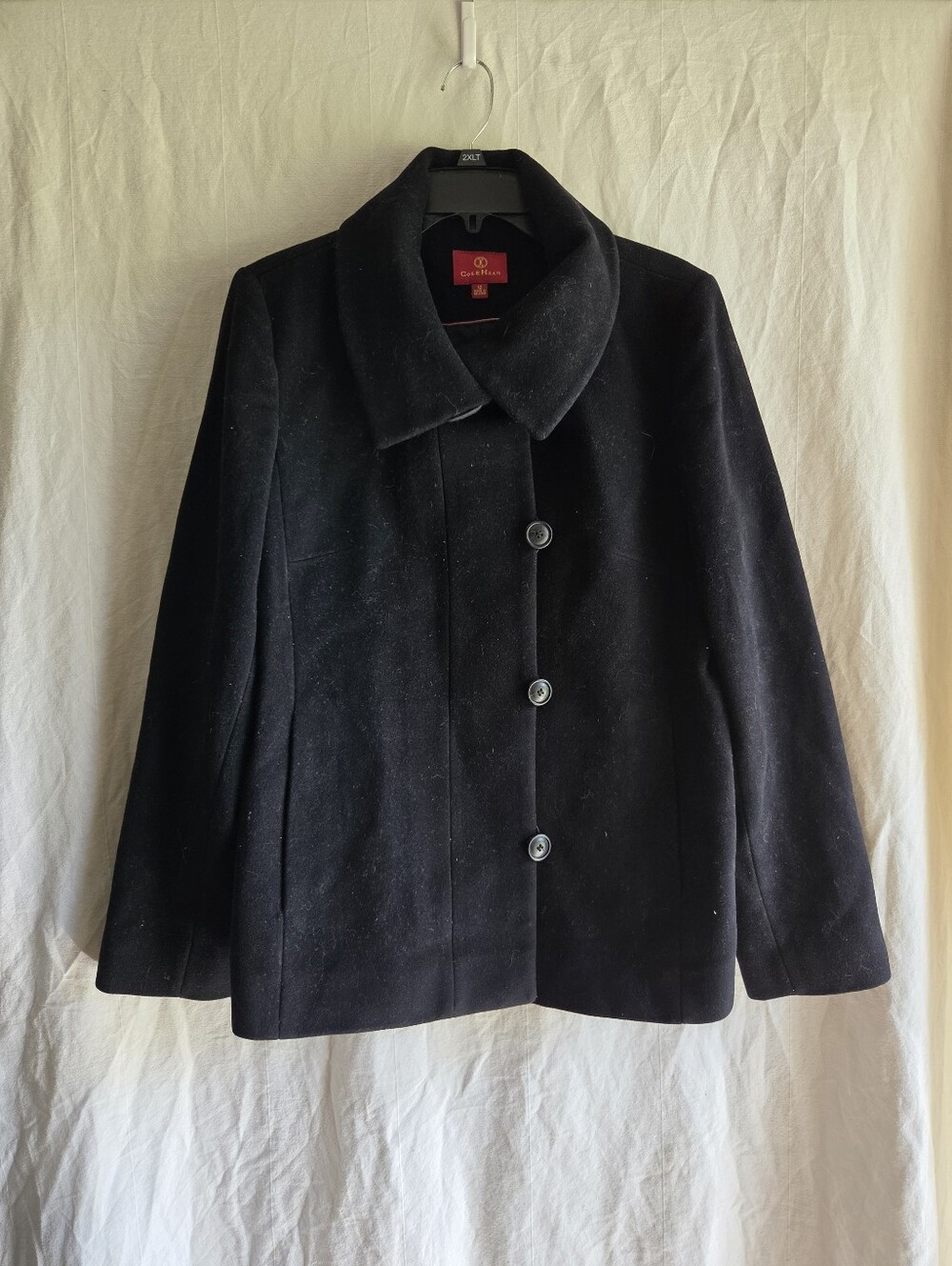 Cole Haan Pea Coat Womens 12 Wool Cashmere Blend Sz 12 Quiet Luxury Cozy Capsule